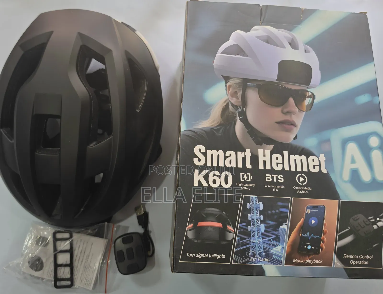 K60 Smart AI Bike Helmet (With in-Built Speakers+bluetooth+controller)