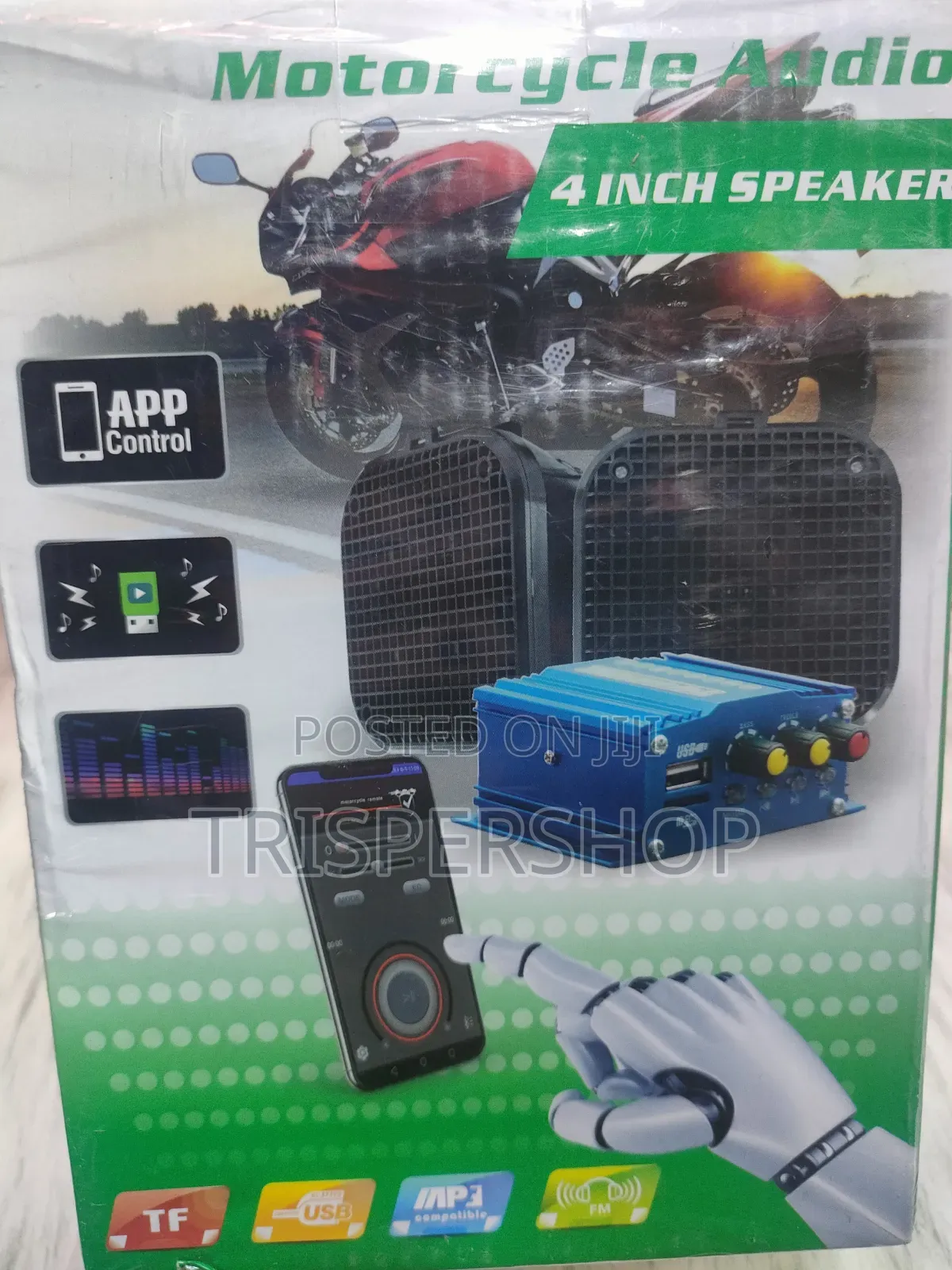 Motorcycle Audio 4 Inch Square Speaker App Control