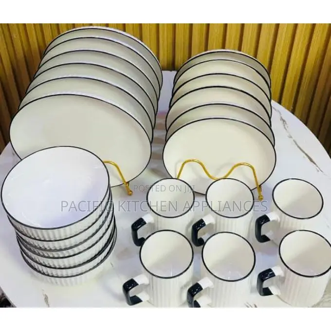 Japanese Dinner Set 24PCS Ceramic Plates Bowls Cups Dining Set for 6