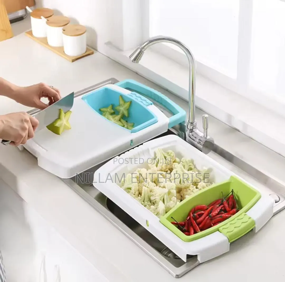 3 in 1 Multifunctional Over the Sink Kitchen Cutting Board