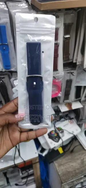 22mm Blue Silicone Smart Watch Strap With a Silver Tang Buckle,