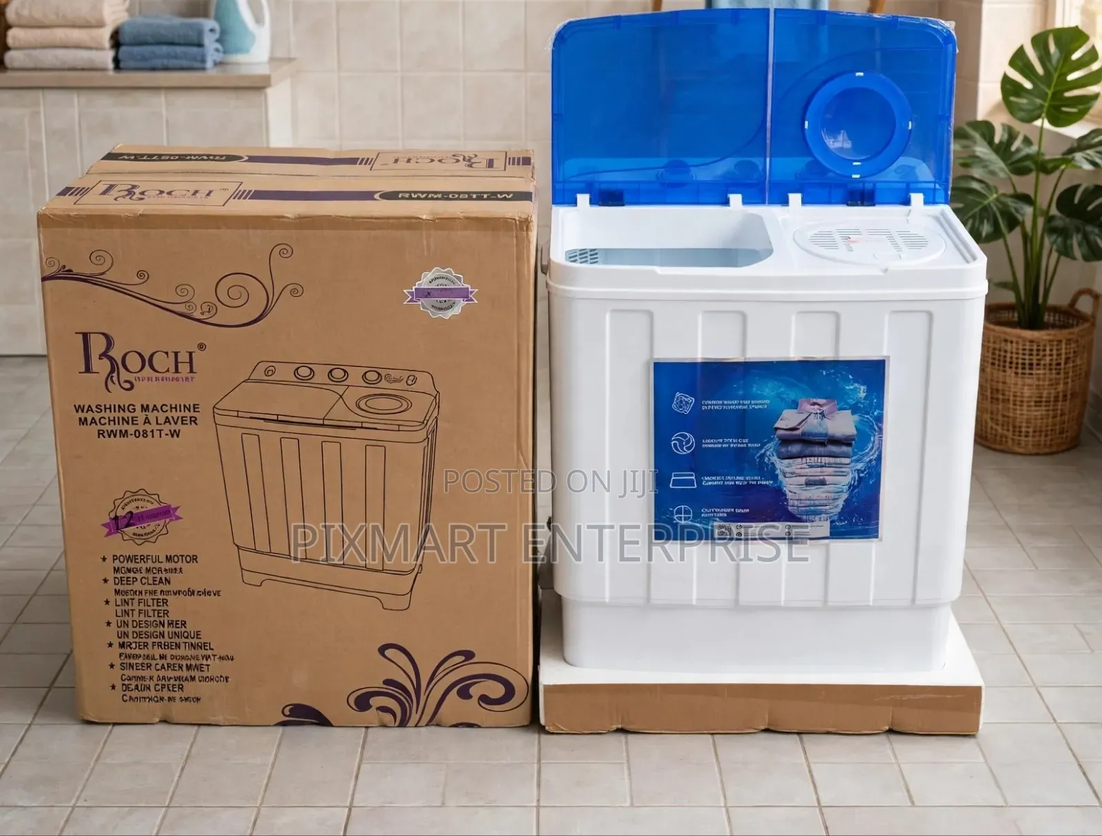 Roch 7.5KG Semi Automatic Washing Machine for Home Use