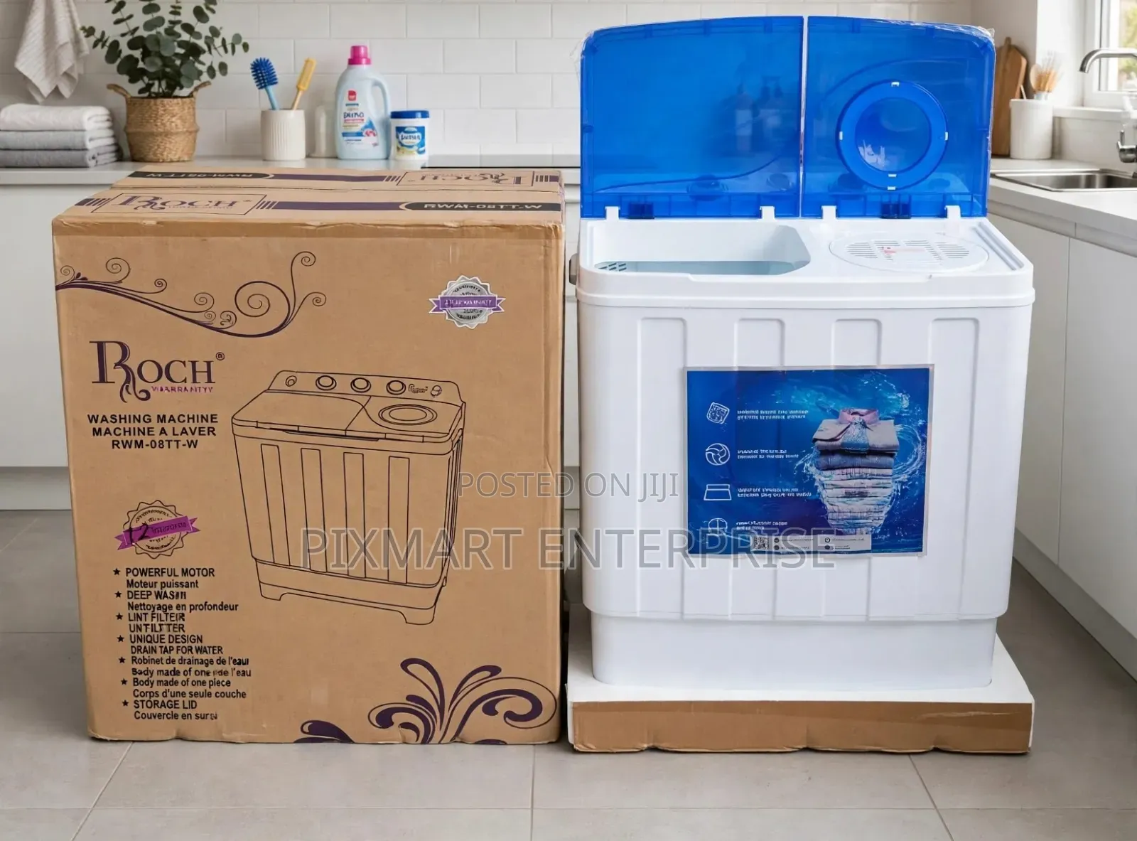 Roch 7.5KG Powerful Motor Washing Machine With Lint Filter