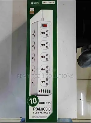 Lightwave LW-EXT-106U 10 Outlet Surge Protection Extension Socket
