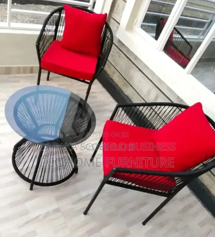 Balcony Set 2 Chair With Cushions and Grass Table