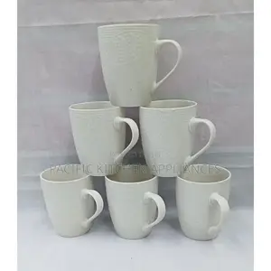 Set of 6 White Ceramic Coffee/Tea Mugs
