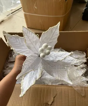 White Poinsettia Artificial Christmas Flower Decor Pick