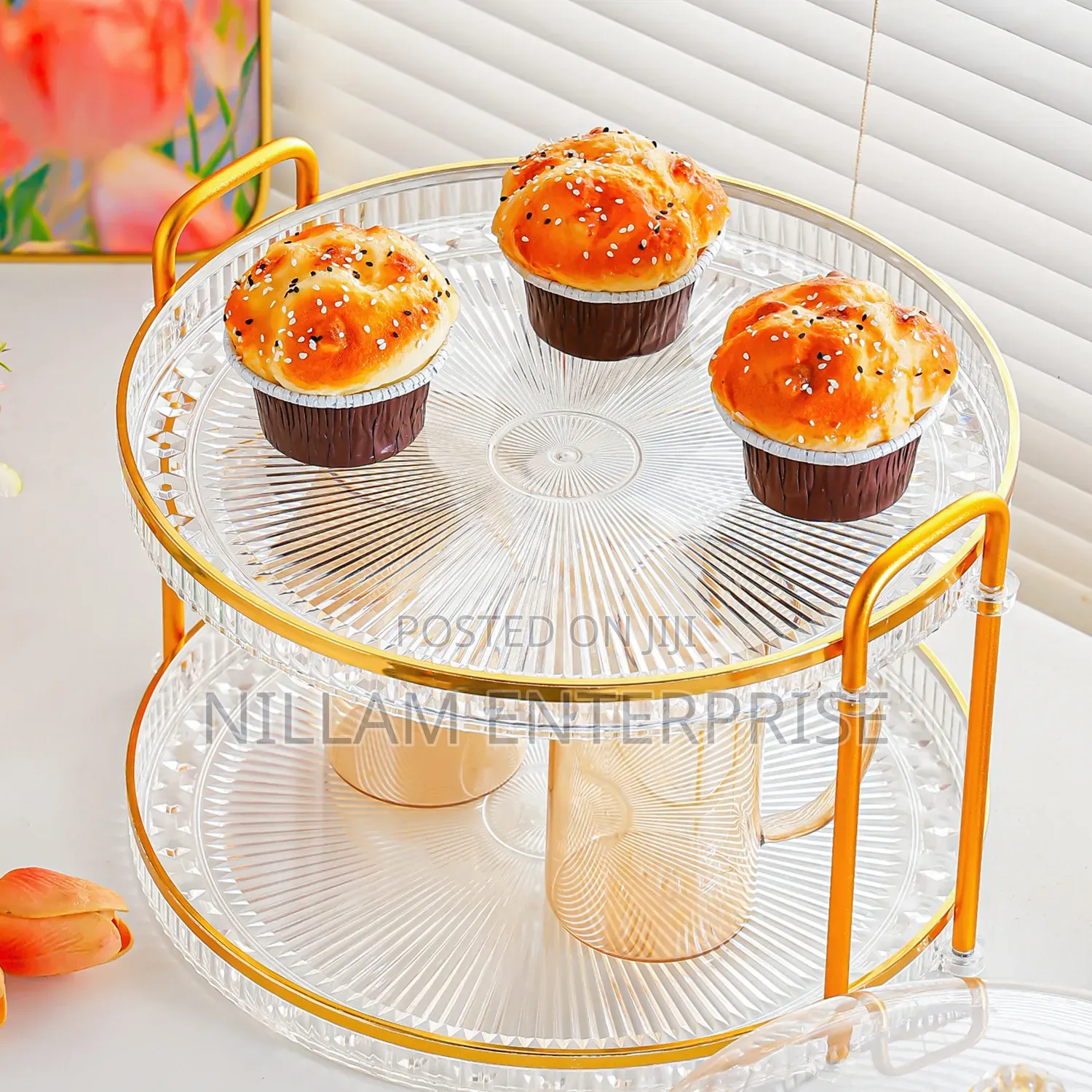 Luxury 2 Tier Round Serving & Storage Tray