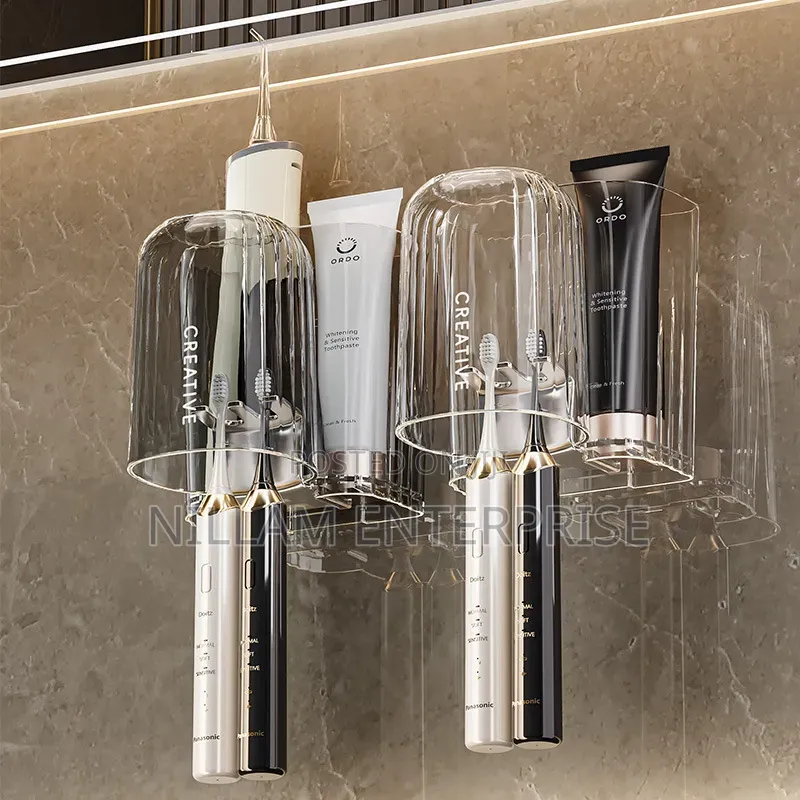Luxury Wall-Mounted Toothbrush & Mouthwash Cup Holder