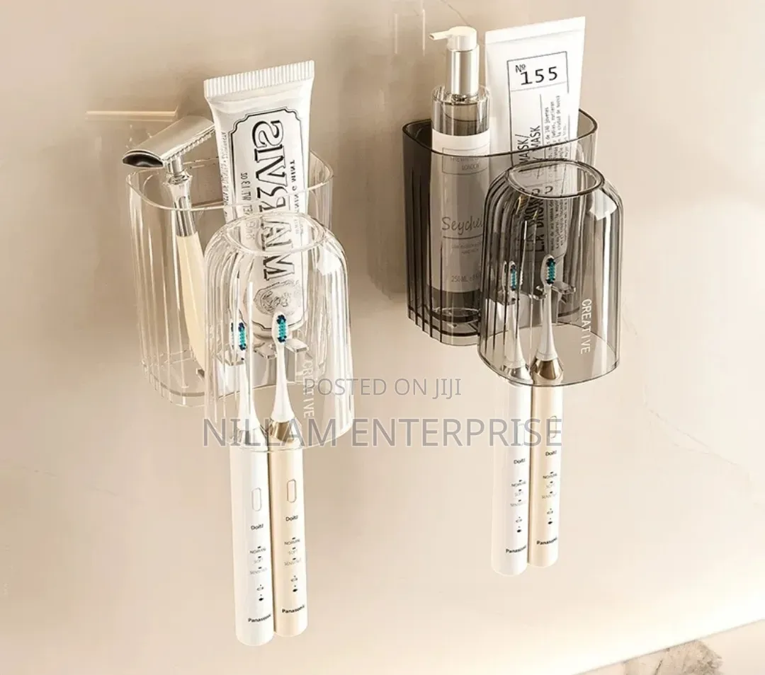 Luxury Wall-Mounted Toothbrush & Mouthwash Cup Holder