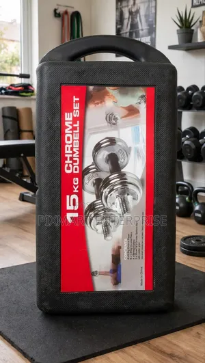 15KG Gym Dumbbell Set Chrome Weights for Home Workouts