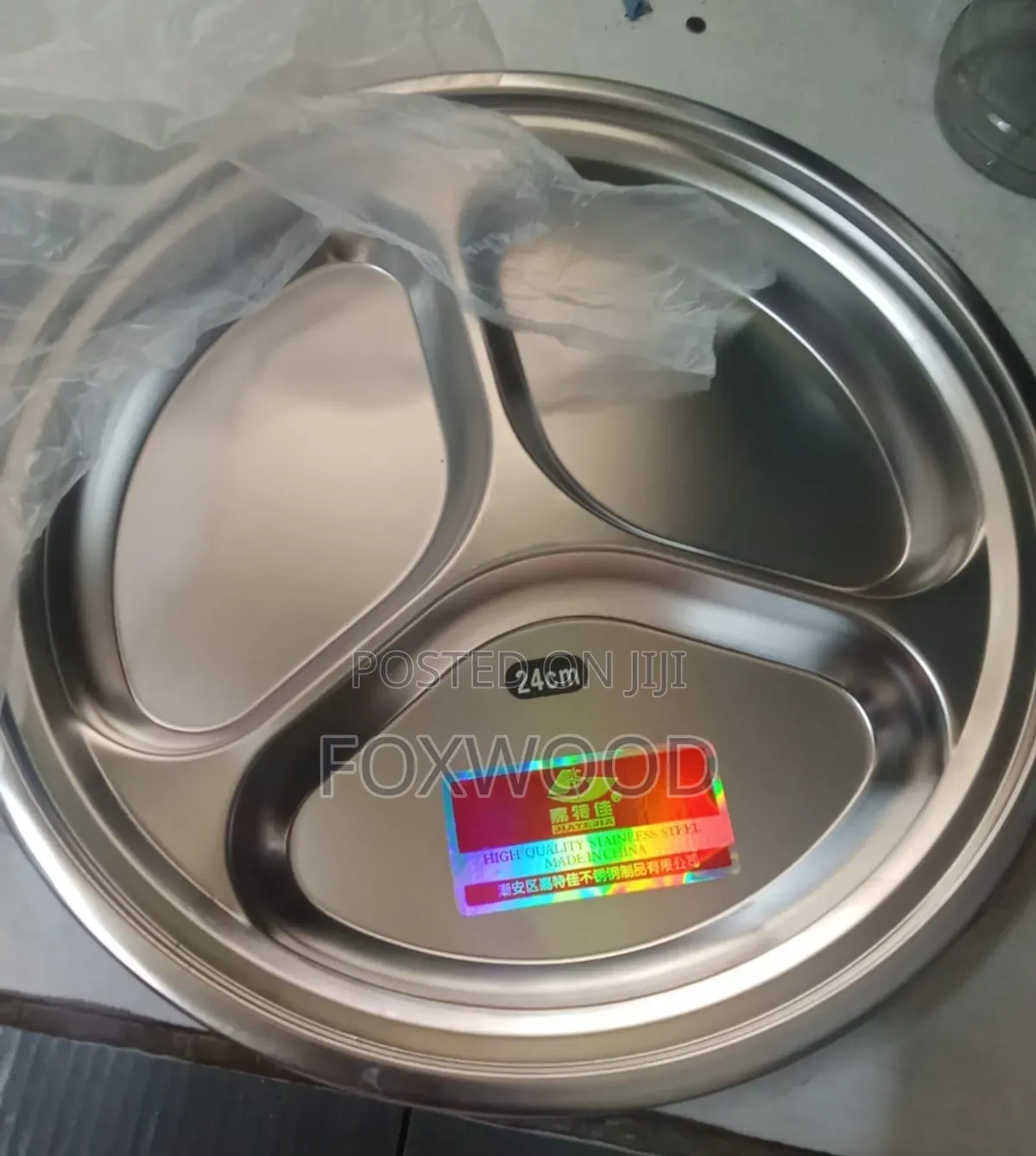 24cm Stainless Steel Partitioned Dinner Plate 6pcs