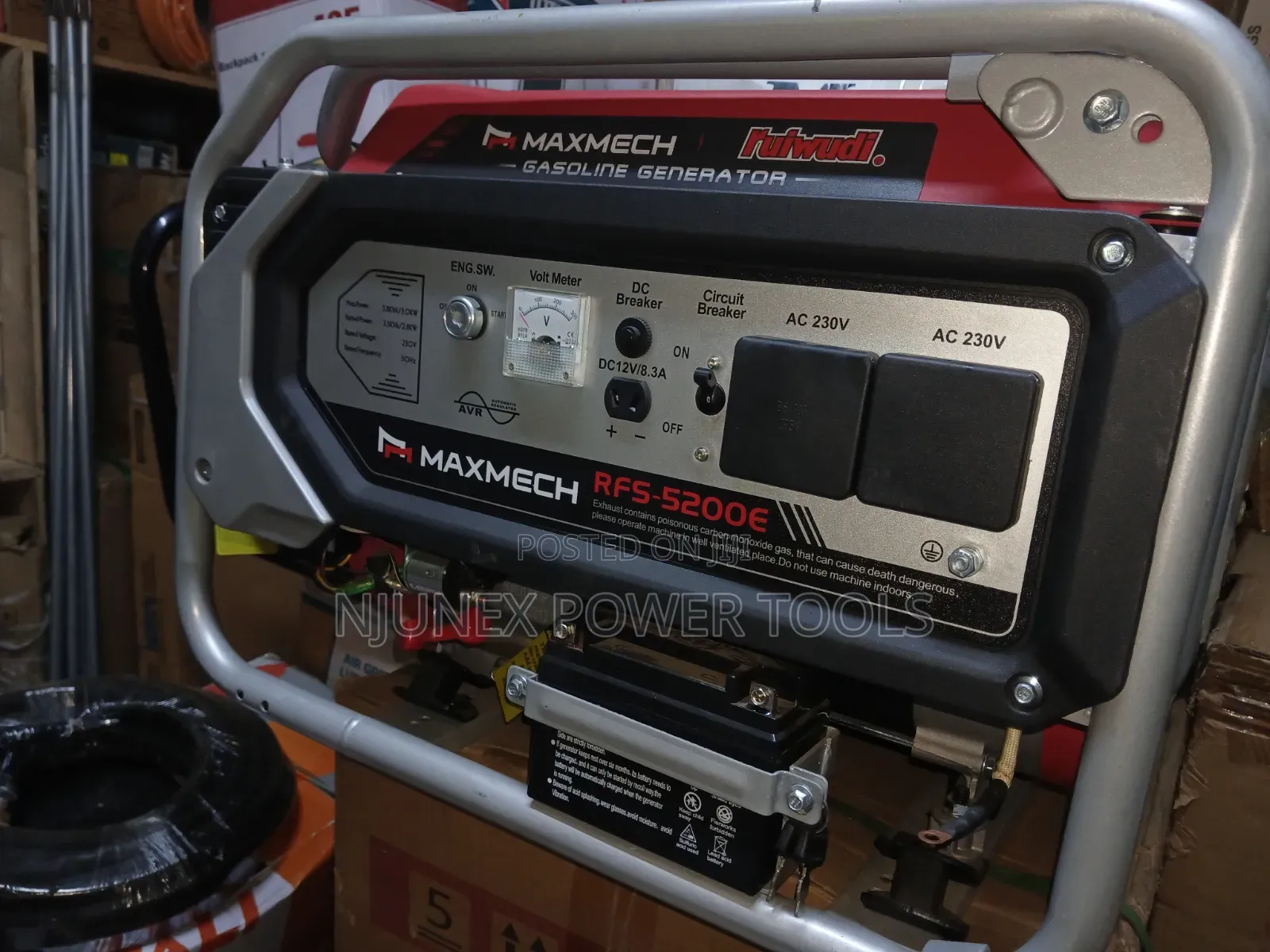 Maxmech RFS-5200E Gasoline Generator Control Panel.