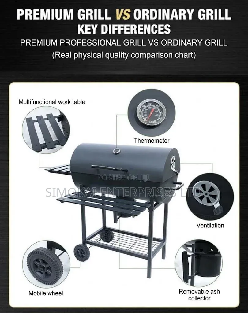 Charcoal Barrel BBQ Grill