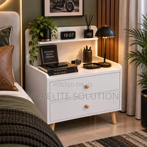Minimalist Wooden Bedside Table With Drawer* Size:37*30*70cm