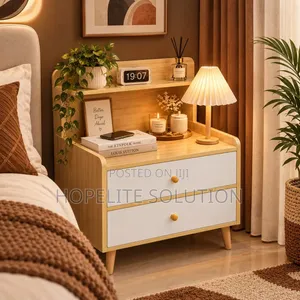 Minimalist Wooden Bedside Table With Drawer* Size:37*30*70cm