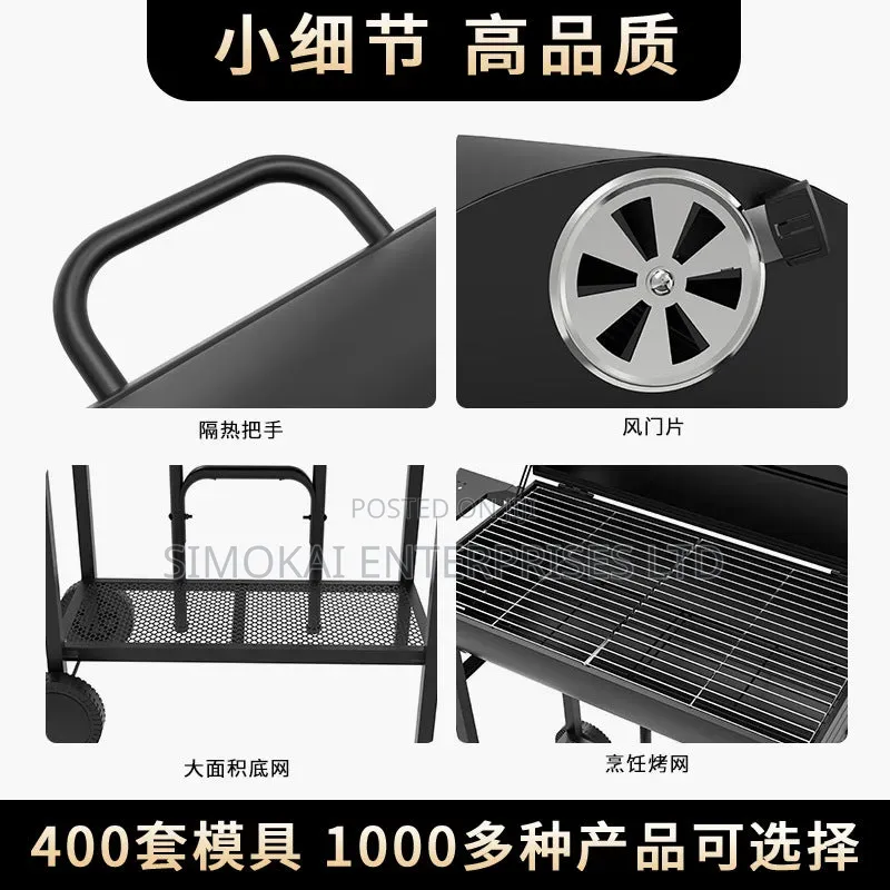 Double Sided Charcoal Barrel BBQ Grill