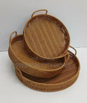 Round Decor Rattan Decor and Serving Trays Available