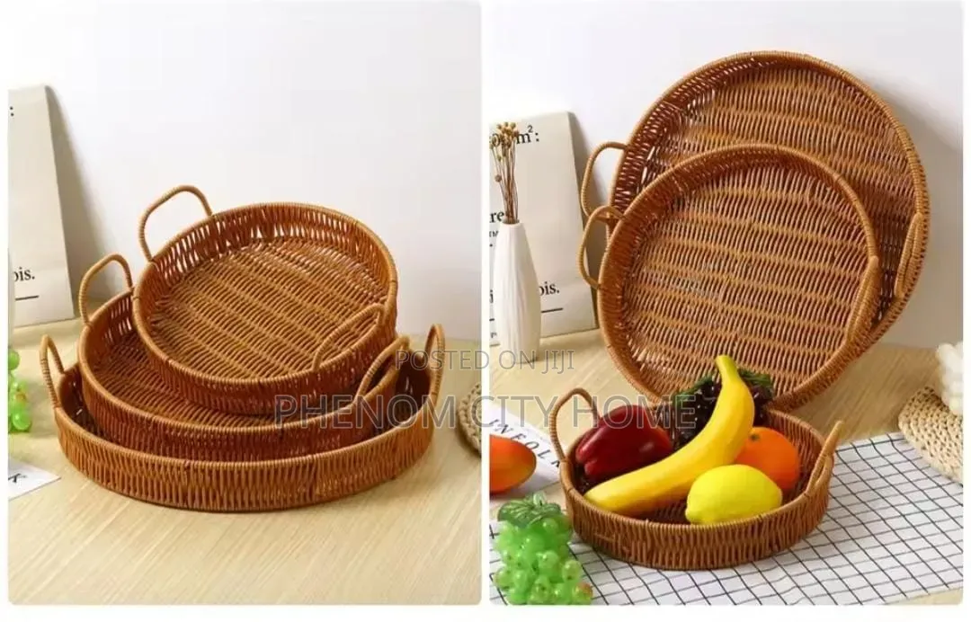 Round Decor Rattan Decor and Serving Trays Available
