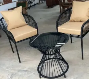 Balcony Set 2 Chair With Cushions and Grass Table
