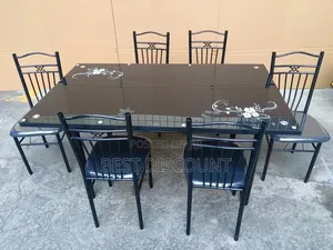 6 - Seater Glass - Dining Table With Chairs
