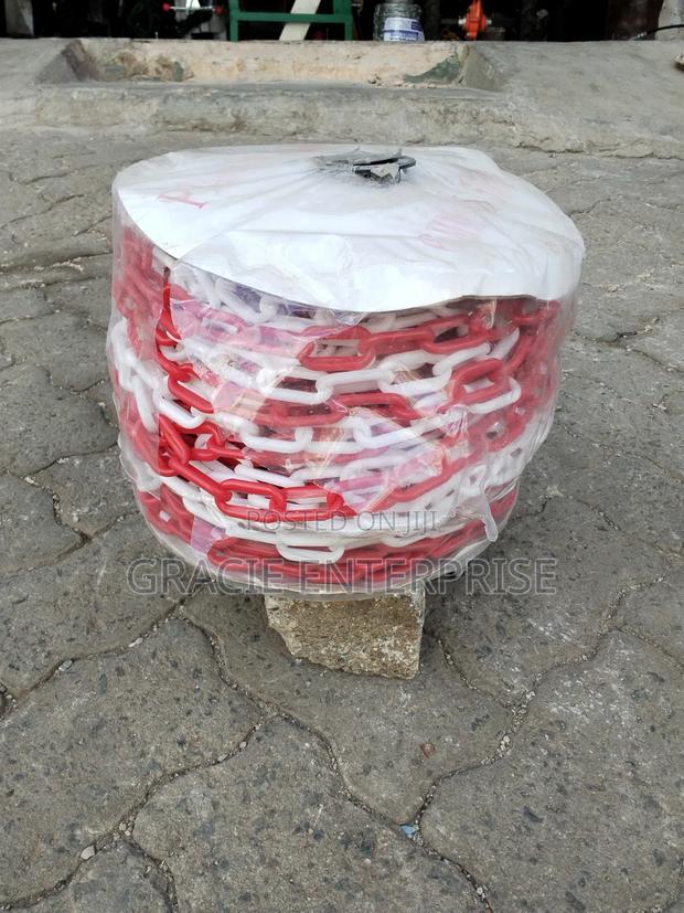 Red and White Plastic Safety Barrier Chain - main view