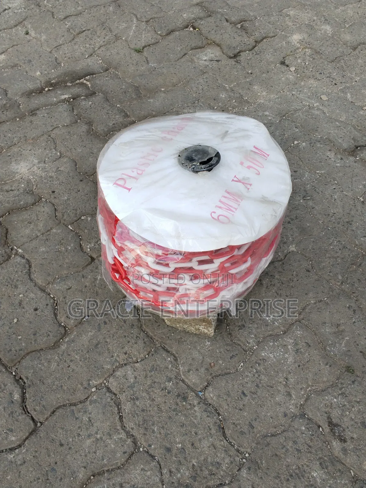 Red and White Plastic Safety Barrier Chain
