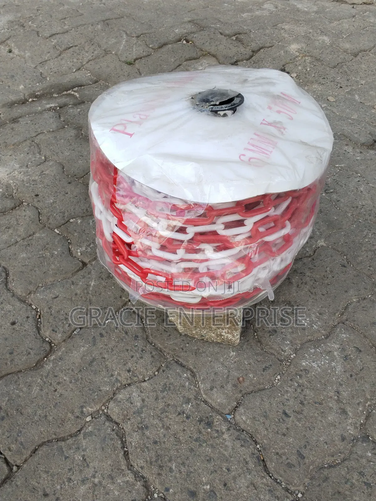 Red and White Plastic Safety Barrier Chain