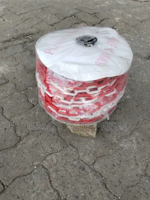 Red and White Plastic Safety Barrier Chain