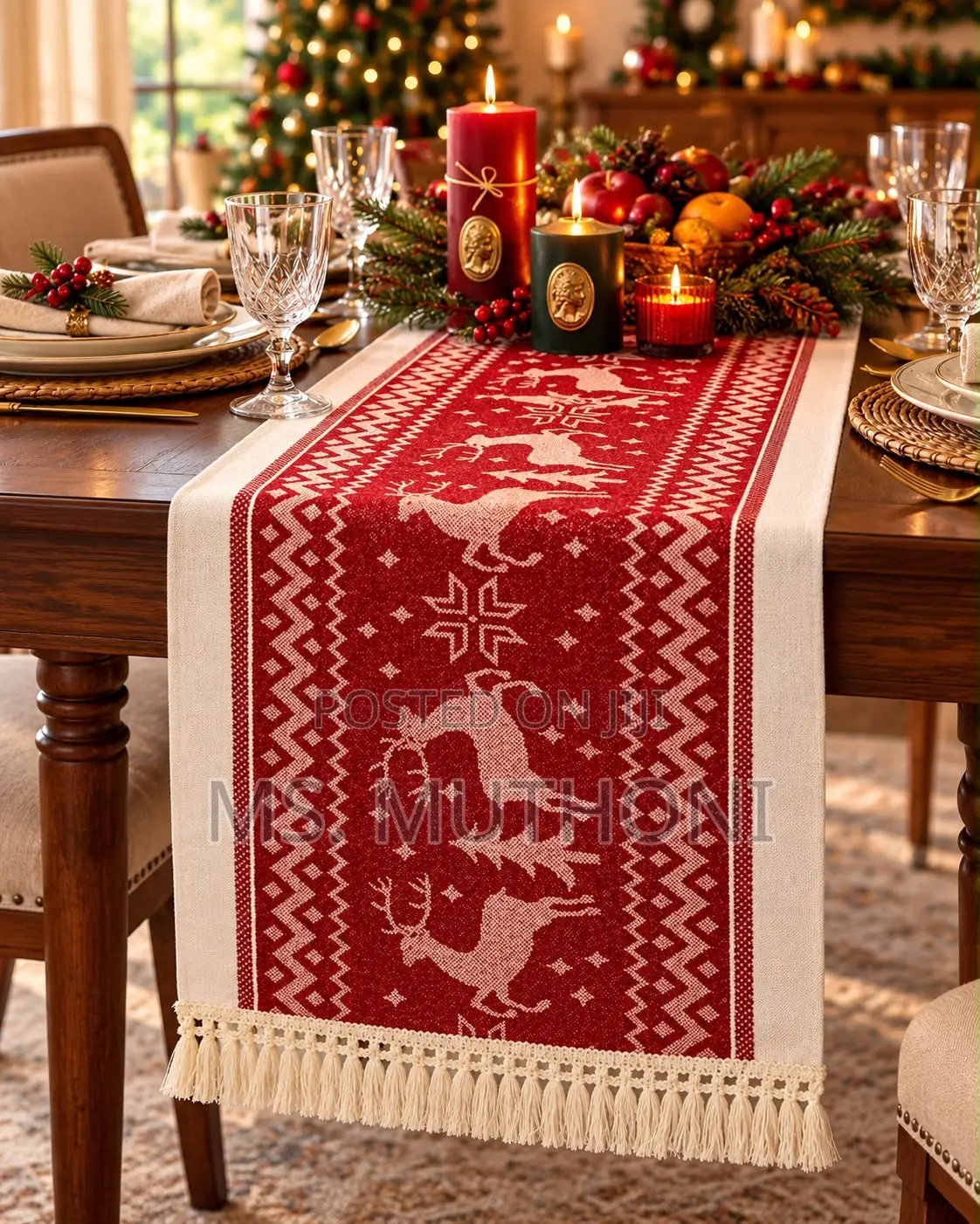 240CM Christmas Reindeer Table Runner 