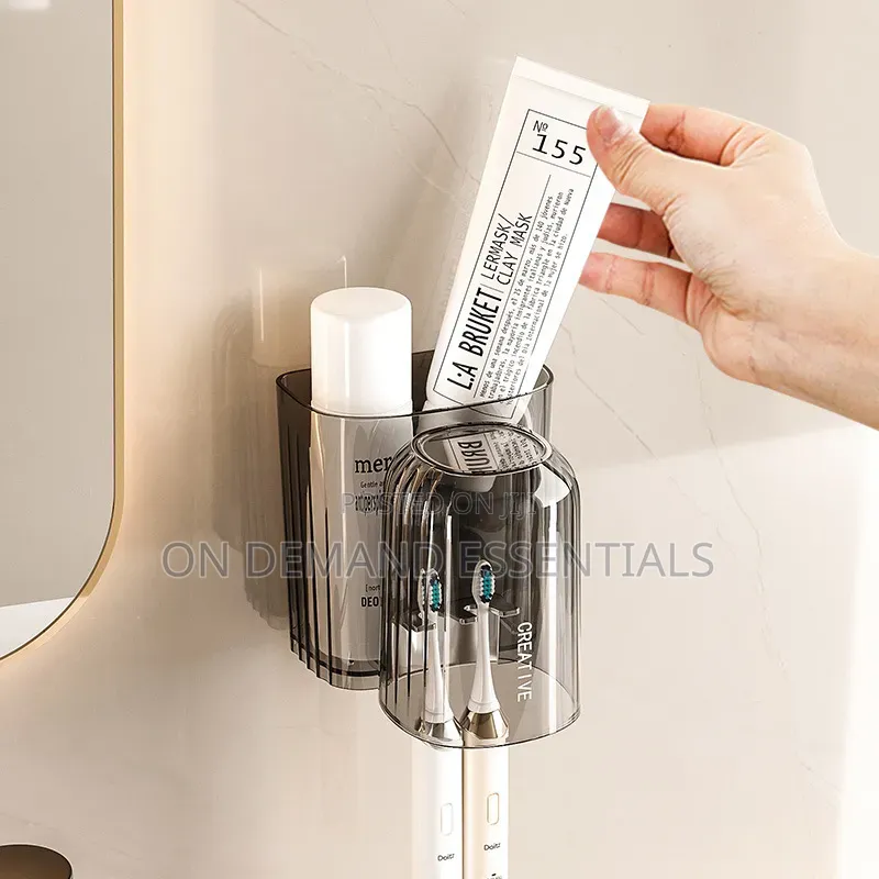 Luxury Wall-Mounted Toothbrush & Mouthwash Cup Holder