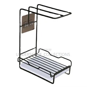 Metallic Sink Caddy Countertop and Wall Mount With a Draining Tray