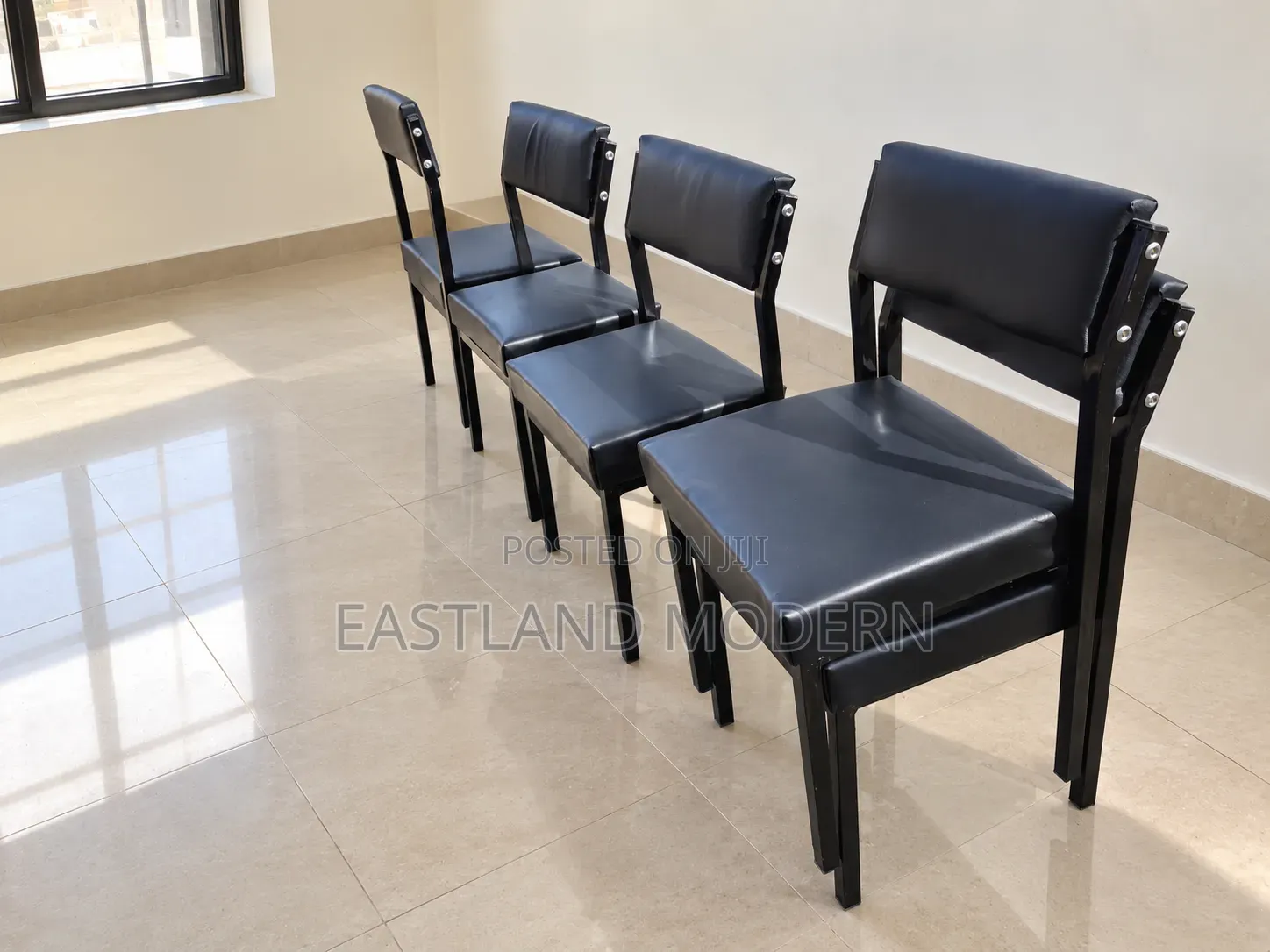 Black Leather Office Chairs – Set