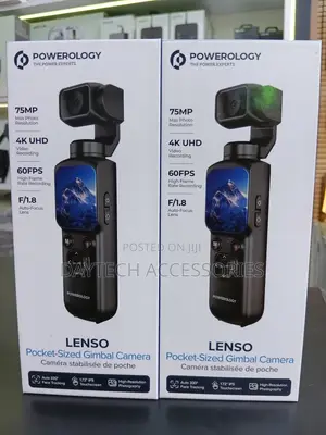 Powerology LNSO Handheld Gimbal Camera With Touchscreen 4K Resolution.