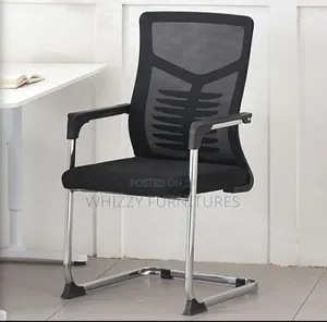 Office Chair: Black Mesh Waiting Chair