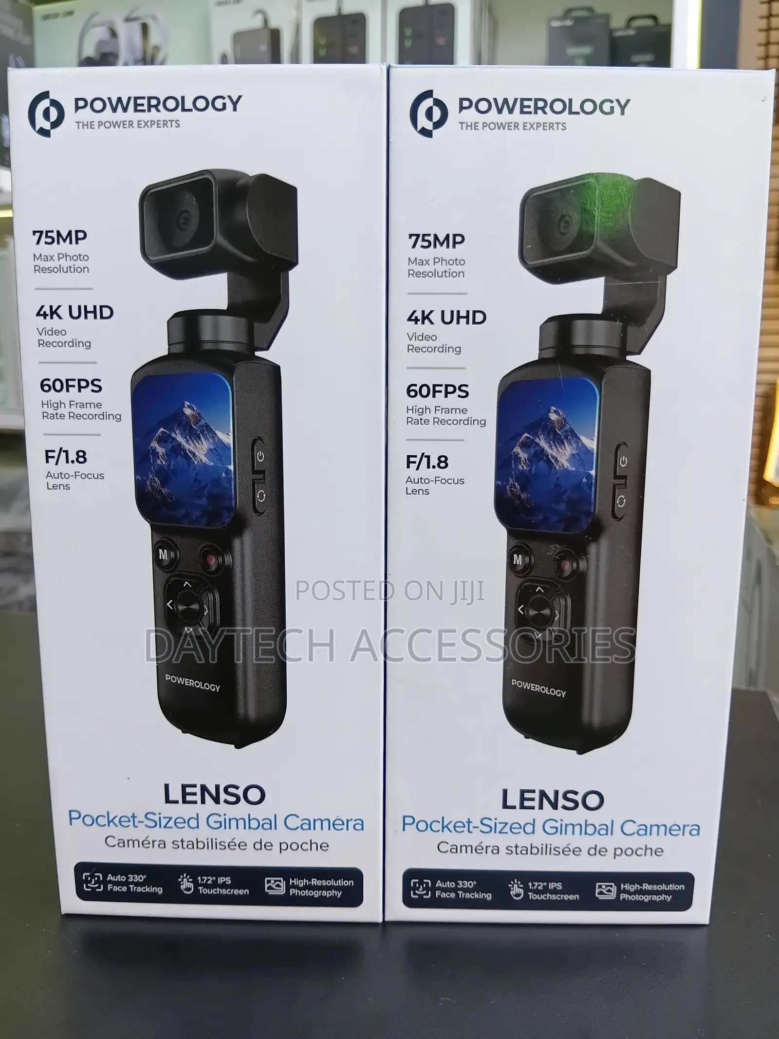 Powerology Lenso Pocket-Sized Gimbal Camera Compact Vlogging Device.