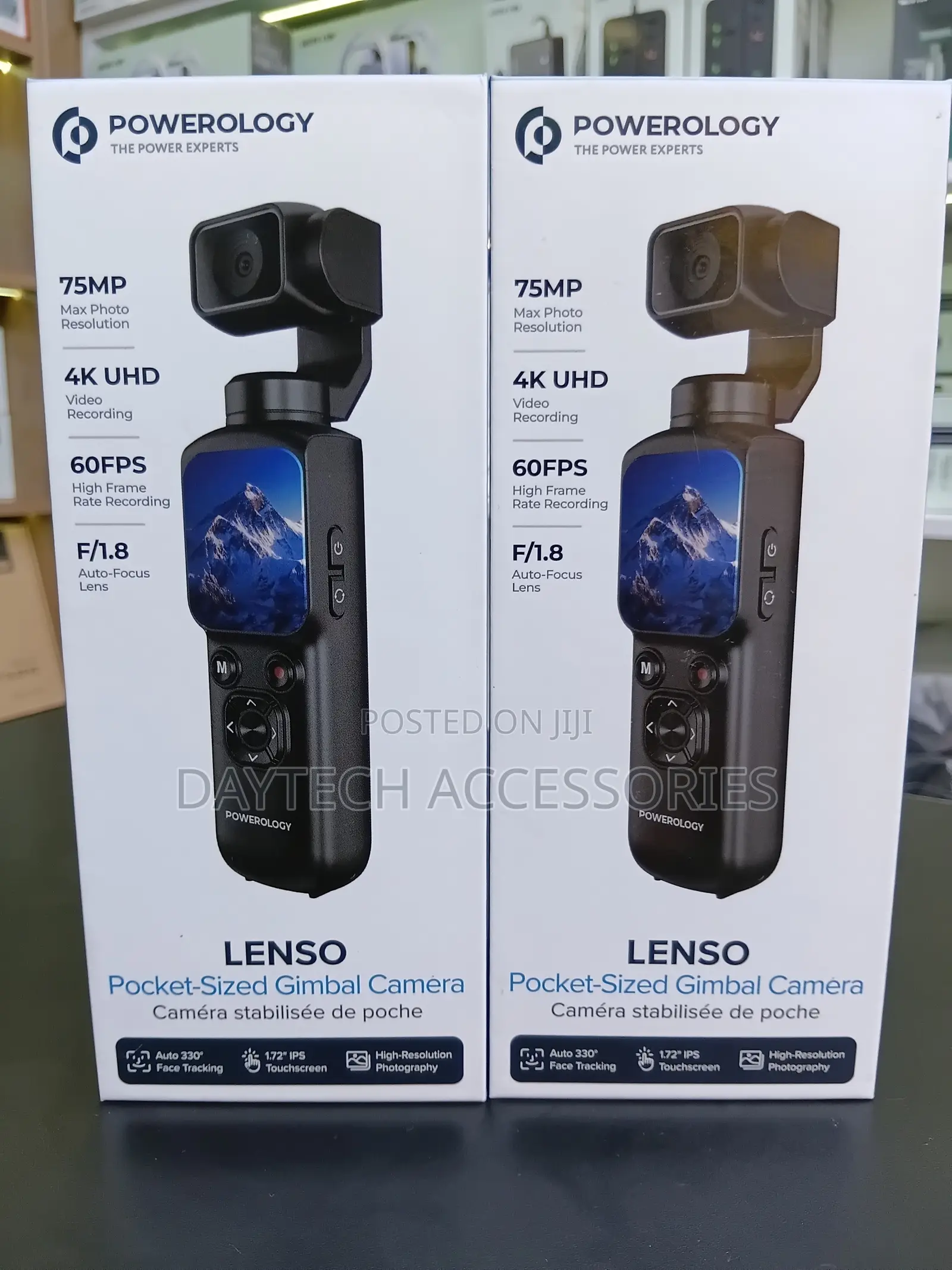 Powerology Lenso Pocket-Sized Gimbal Camera Compact Vlogging Device.