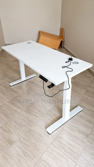 Electric Desk: White Sit Stand Office Desk