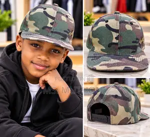 Quality Kids Woodland-Style Military Camouflage Print Caps