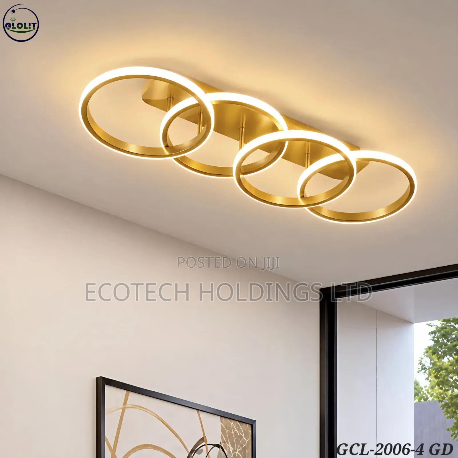Modern Gold 4 Ring Led Ceiling Light