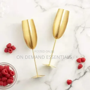A Pair of Gold Stainless Steel Wine Glass