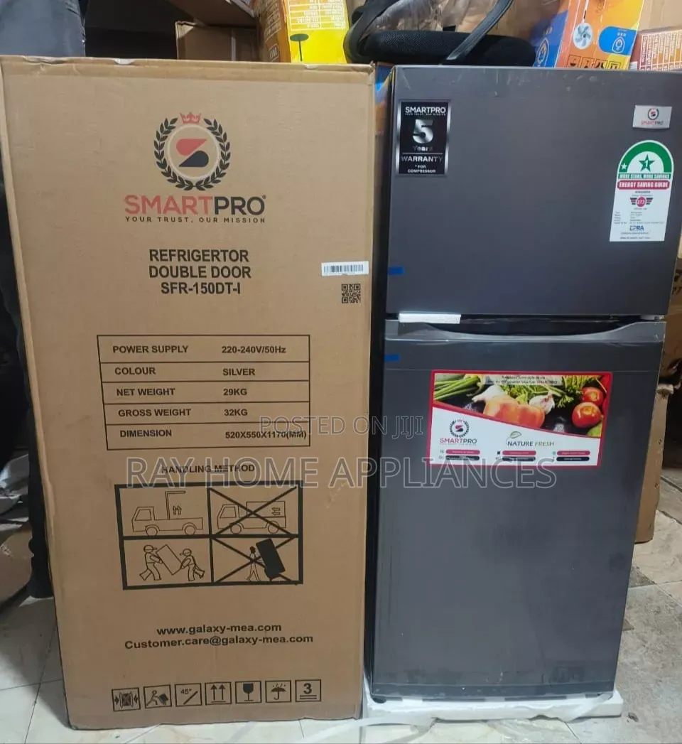 Smart Pro SFR-150-DT-I Double Door Refrigerator, 121L - Silver