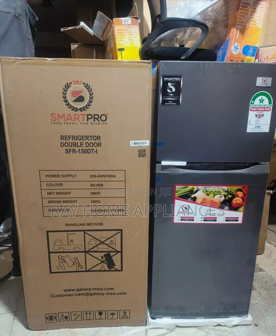 Smart Pro SFR-150-DT-I Double Door Refrigerator, 121L - Silver