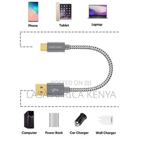 Lasa USB-C to USB-a Cable 3a Fast Charge 15cm Grey