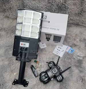 Smart Solar Street Light – PIR, TRIPLE‐Lens 4G CCTV Camera