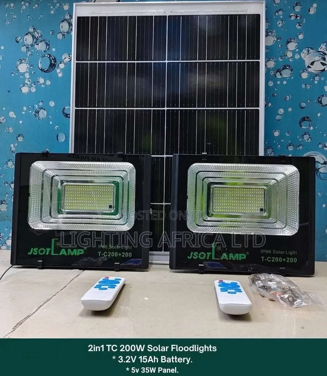 2 in 1 Jsot 200 Watts Dual Solar Floodlight Complete Remote Control