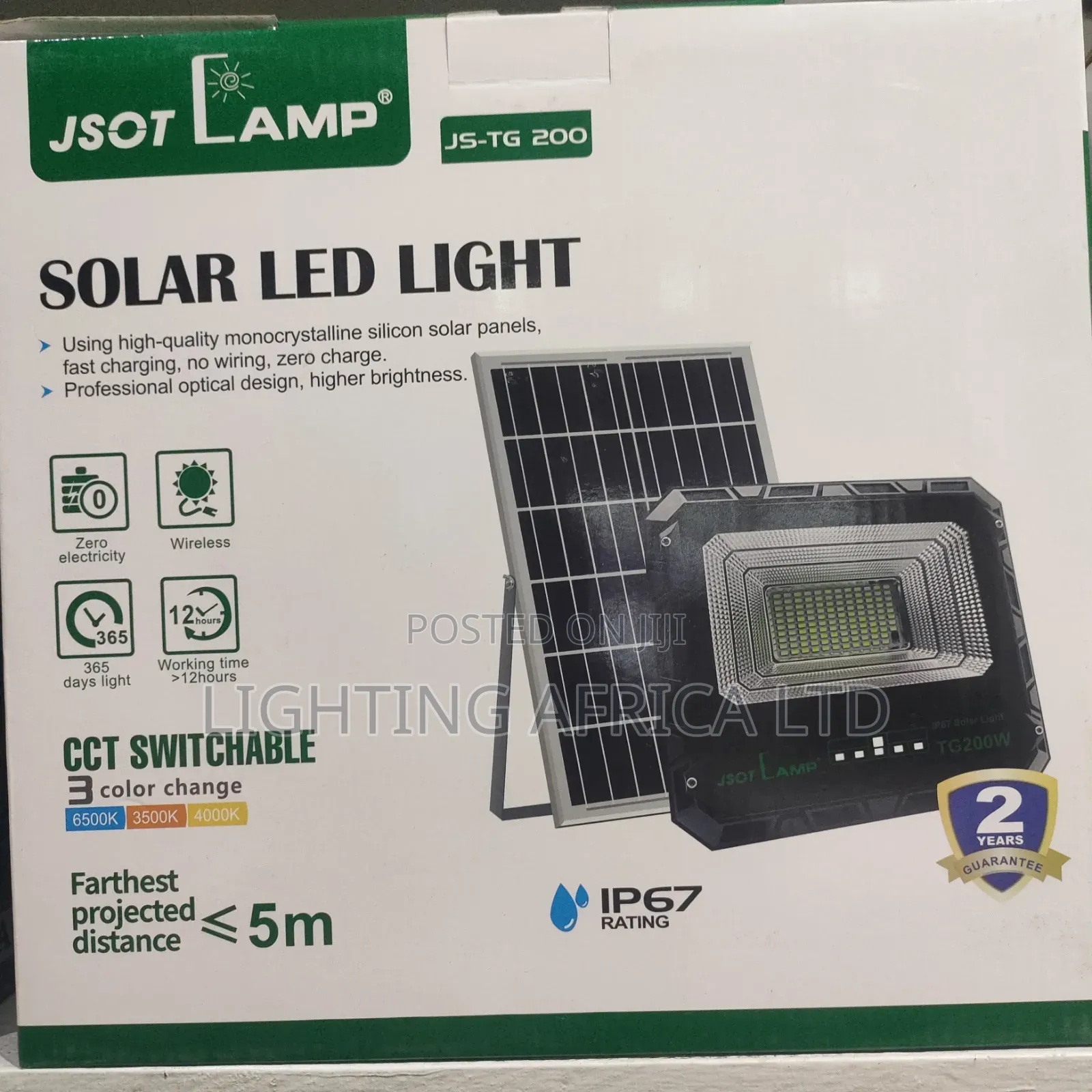 2 in 1 Jsot 200 Watts Dual Solar Floodlight Complete Remote Control