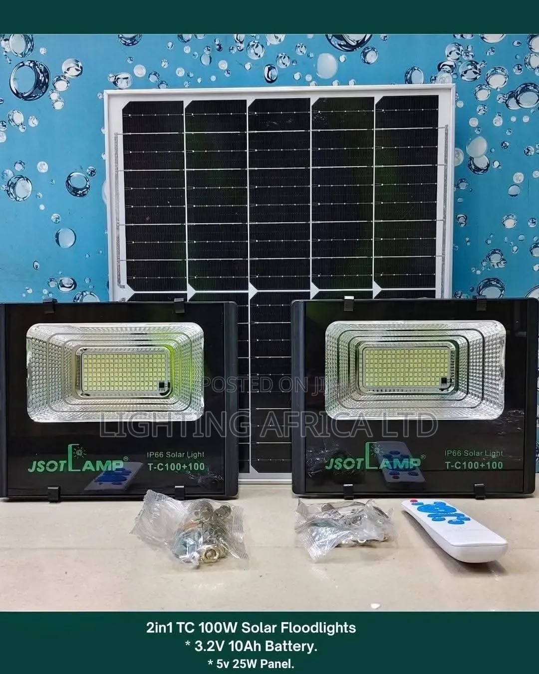 100 Watts 2 in 1 Jsot Outdoor Solar Powered Floodlight Complete