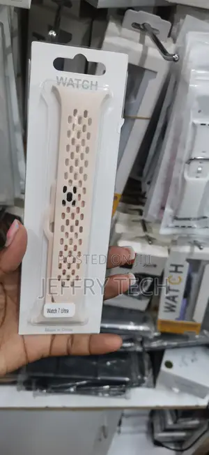 Silicone Sport Watch Strap in a Light Pink With a Watch 7 Ultra