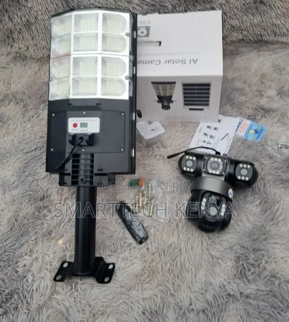 4G Solar Light 6MP StreetLight Camera TRIPlE Lens 360 Degree Rotating